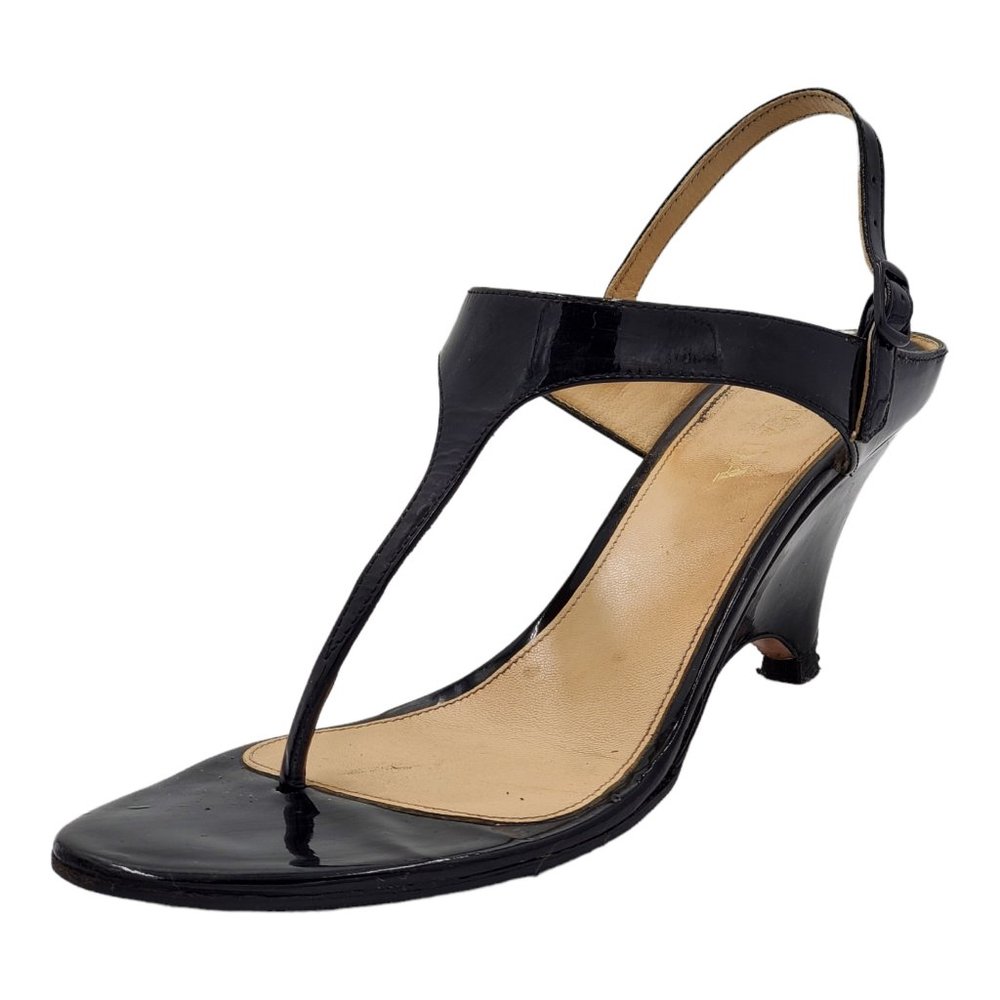 Prada Women's Patent Leather T Strap Sandals Size 40 US 10 - Picture 2 of 7